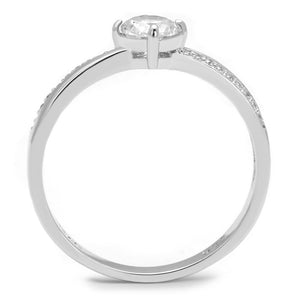 TS560 - Rhodium 925 Sterling Silver Ring with AAA Grade CZ  in Clear