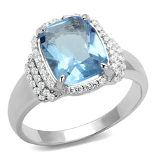 Load image into Gallery viewer, TS562 - Rhodium 925 Sterling Silver Ring with Synthetic Synthetic Glass in Light Sapphire