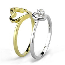 Load image into Gallery viewer, TS565 - Gold+Rhodium 925 Sterling Silver Ring with AAA Grade CZ  in Clear