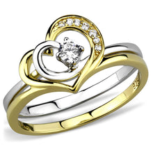 Load image into Gallery viewer, TS565 - Gold+Rhodium 925 Sterling Silver Ring with AAA Grade CZ  in Clear