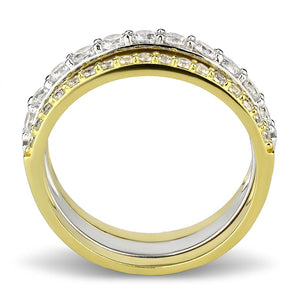 TS568 - Gold+Rhodium 925 Sterling Silver Ring with AAA Grade CZ  in Clear