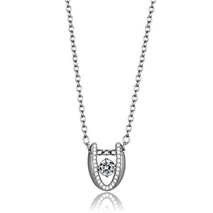 TS572 - Rhodium 925 Sterling Silver Necklace with AAA Grade CZ  in Clear