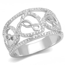 Load image into Gallery viewer, TS573 - Rhodium 925 Sterling Silver Ring with AAA Grade CZ  in Clear