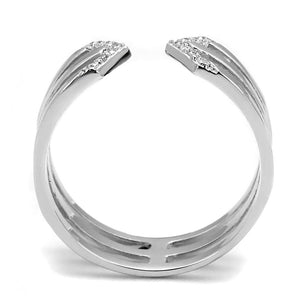 TS574 - Rhodium 925 Sterling Silver Ring with AAA Grade CZ  in Clear