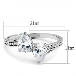 TS578 - Rhodium 925 Sterling Silver Ring with AAA Grade CZ  in Clear