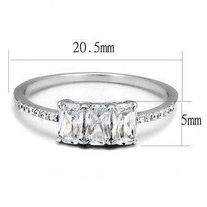 TS579 - Rhodium 925 Sterling Silver Ring with AAA Grade CZ  in Clear