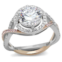 Load image into Gallery viewer, TS585 - Rose Gold + Rhodium 925 Sterling Silver Ring with AAA Grade CZ  in Clear