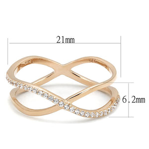 TS589 - Rose Gold 925 Sterling Silver Ring with AAA Grade CZ  in Clear