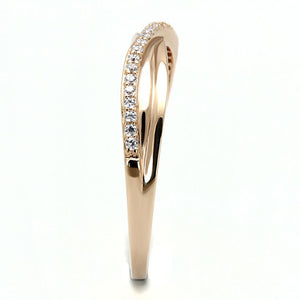 TS591 - Rose Gold 925 Sterling Silver Ring with AAA Grade CZ  in Clear