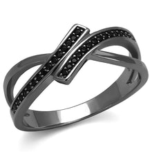 Load image into Gallery viewer, TS599 - Ruthenium 925 Sterling Silver Ring with Synthetic Spinel in Jet