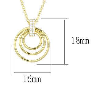 TS601 - Gold 925 Sterling Silver Necklace with AAA Grade CZ  in Clear