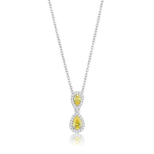 TS606 - Rhodium 925 Sterling Silver Chain Pendant with AAA Grade CZ  in Topaz