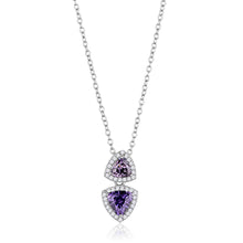 Load image into Gallery viewer, TS607 - Rhodium 925 Sterling Silver Chain Pendant with AAA Grade CZ  in Amethyst