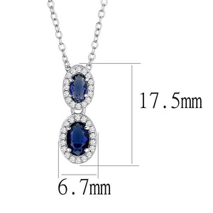 TS608 - Rhodium 925 Sterling Silver Chain Pendant with Synthetic Synthetic Glass in Montana