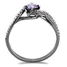 Load image into Gallery viewer, TS610 - Ruthenium 925 Sterling Silver Ring with AAA Grade CZ  in Amethyst