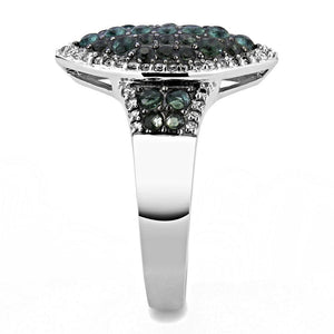 TS614 - Rhodium + Ruthenium 925 Sterling Silver Ring with Synthetic Synthetic Glass in Blue Zircon