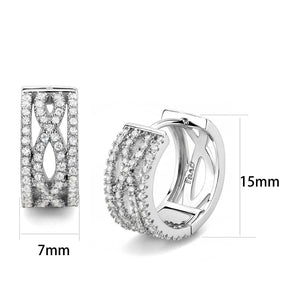 TS617 - Rhodium 925 Sterling Silver Earrings with AAA Grade CZ  in Clear