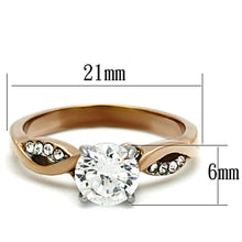 Load image into Gallery viewer, TK1163 - Two-Tone IP Rose Gold Stainless Steel Ring with AAA Grade CZ  in Clear