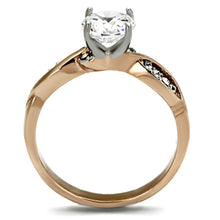 Load image into Gallery viewer, TK1163 - Two-Tone IP Rose Gold Stainless Steel Ring with AAA Grade CZ  in Clear