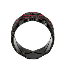 Load image into Gallery viewer, TK3790 - IP Black (Ion Plating) Stainless Steel Ring with Top Grade Crystal in Red Series