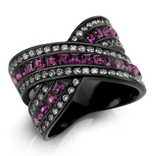 Load image into Gallery viewer, TK3791 - IP Black (Ion Plating) Stainless Steel Ring with Top Grade Crystal in Amethyst