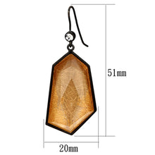 Load image into Gallery viewer, VL070 - IP Black(Ion Plating) Brass Earrings with Synthetic Synthetic Stone in Orange