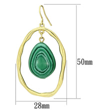 Load image into Gallery viewer, VL072 - IP Gold(Ion Plating) Brass Earrings with Synthetic MALACHITE in Turquoise