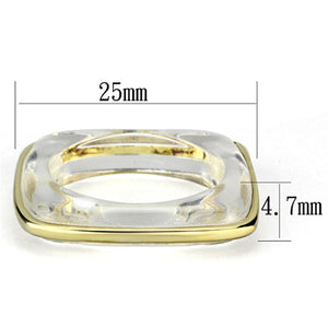 VL081 - IP Gold(Ion Plating) Brass Ring with Synthetic Synthetic Stone in Clear