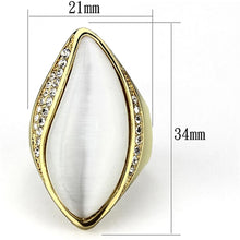 Load image into Gallery viewer, VL082 - IP Gold(Ion Plating) Brass Ring with Synthetic Cat Eye in White