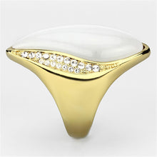 Load image into Gallery viewer, VL082 - IP Gold(Ion Plating) Brass Ring with Synthetic Cat Eye in White