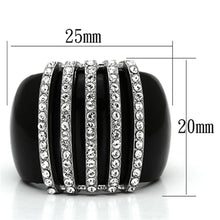 Load image into Gallery viewer, VL099 - High polished (no plating) Stainless Steel Ring with Top Grade Crystal  in Clear