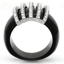 Load image into Gallery viewer, VL099 - High polished (no plating) Stainless Steel Ring with Top Grade Crystal  in Clear