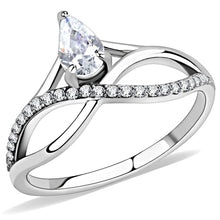 Load image into Gallery viewer, DA149 - High polished (no plating) Stainless Steel Ring with AAA Grade CZ  in Clear