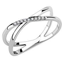 Load image into Gallery viewer, DA158 - High polished (no plating) Stainless Steel Ring with AAA Grade CZ  in Clear