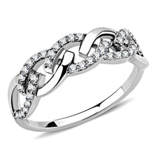 Load image into Gallery viewer, DA163 - High polished (no plating) Stainless Steel Ring with AAA Grade CZ  in Clear