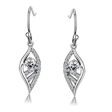 Load image into Gallery viewer, DA178 - High polished (no plating) Stainless Steel Earrings with AAA Grade CZ  in Clear