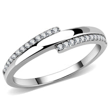 Load image into Gallery viewer, DA234 - High polished (no plating) Stainless Steel Ring with AAA Grade CZ  in Clear