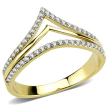 Load image into Gallery viewer, DA250 - IP Gold(Ion Plating) Stainless Steel Ring with AAA Grade CZ  in Clear