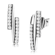 Load image into Gallery viewer, DA369 - High polished (no plating) Stainless Steel Earrings with AAA Grade CZ  in Clear