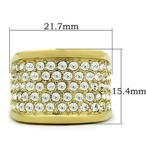 GL006 - IP Gold(Ion Plating) Brass Ring with Top Grade Crystal  in Clear