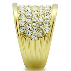 GL006 - IP Gold(Ion Plating) Brass Ring with Top Grade Crystal  in Clear