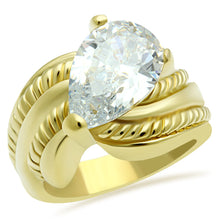 Load image into Gallery viewer, GL100 - IP Gold(Ion Plating) Brass Ring with AAA Grade CZ  in Clear