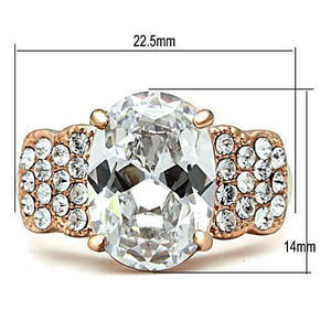 GL141 - IP Rose Gold(Ion Plating) Brass Ring with AAA Grade CZ  in Clear