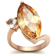 Load image into Gallery viewer, GL145 - IP Rose Gold(Ion Plating) Brass Ring with AAA Grade CZ  in Champagne