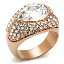 Load image into Gallery viewer, GL146 - IP Rose Gold(Ion Plating) Brass Ring with Top Grade Crystal  in Clear