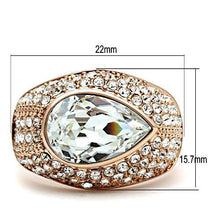 Load image into Gallery viewer, GL146 - IP Rose Gold(Ion Plating) Brass Ring with Top Grade Crystal  in Clear