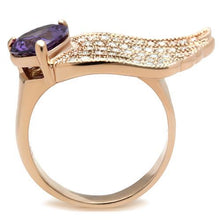 Load image into Gallery viewer, GL151 - IP Rose Gold(Ion Plating) Brass Ring with AAA Grade CZ  in Amethyst