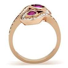 Load image into Gallery viewer, GL153 - IP Rose Gold(Ion Plating) Brass Ring with Top Grade Crystal  in Fuchsia