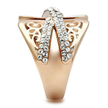 Load image into Gallery viewer, GL156 - IP Rose Gold(Ion Plating) Brass Ring with Top Grade Crystal  in Clear