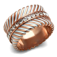 Load image into Gallery viewer, GL202 - IP Rose Gold(Ion Plating) Brass Ring with Top Grade Crystal  in Clear